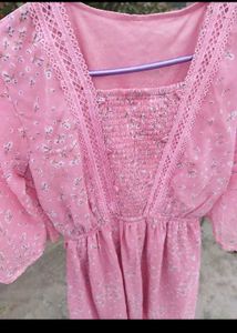 Pink Floral Midi Dress