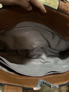 Brown Pu Leather Tote Bag