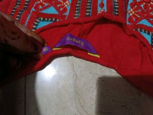 Red Embroidered Button-Down Tunic