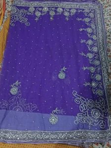 Purple Embroidered Saree