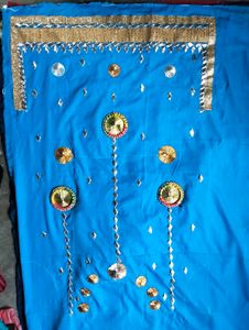 Blue Embroidered Dress Material