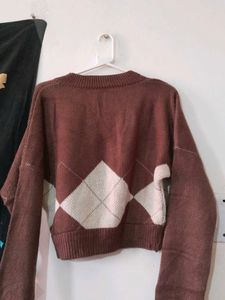 Brown Stylish Cropped Sweater