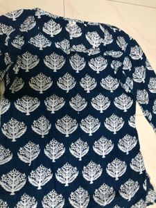 Blue Cotton Short Kurti