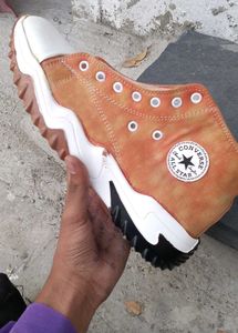Red Canvas Platform High-Top Sneakers