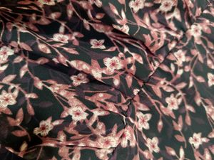 Tiered Floral Print Black Boho Skirt