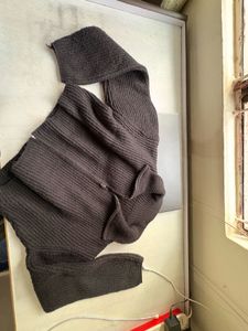 Cropped Knit Zip-Up Jacket