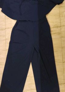Elegant Navy Blue Cape Jumpsuit