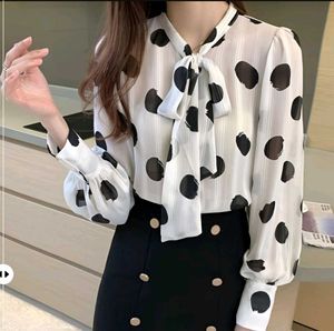 New with tag Pinterest Chic Polka Dot Bow Blouse