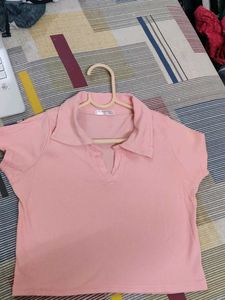 Pink polo Crop Top