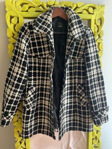 Chic Black & White Checked Coat