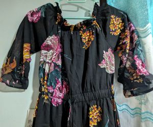 Black Foral Midi Dress