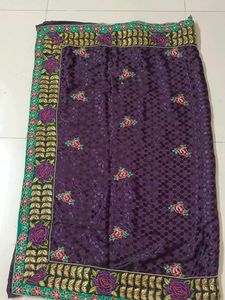 Purple Floral Embroidered Saree
