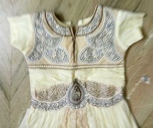 Cream Embellished Girls&#39; Dress