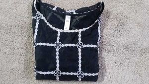OU Black &amp; White Grid Top