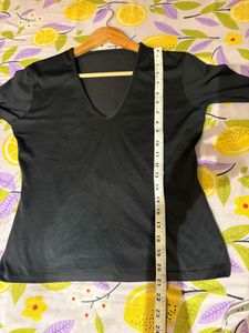 Black V Neck Imported Top