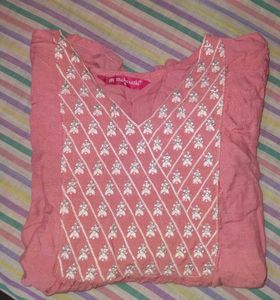 Pink puff sleeve short kurti