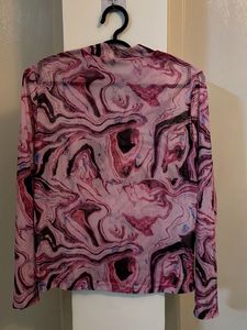 Sheer Marble Print Mesh Top