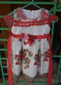 Baby girl Red White frock