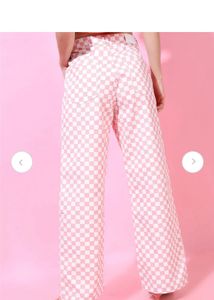 Pink Checkered Wide Leg Pants