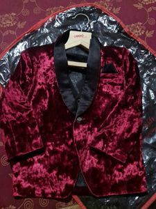 Velvet Blazer - Burgundy