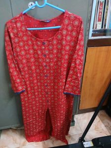 Red Printed Kurta Set