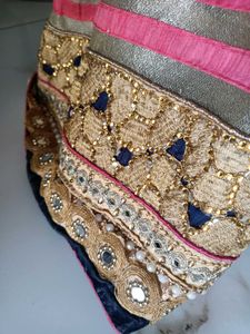 Elegant Pink &amp; Gold Embroidered Saree