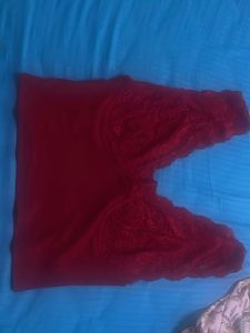 Red Lace Trim Cami Top