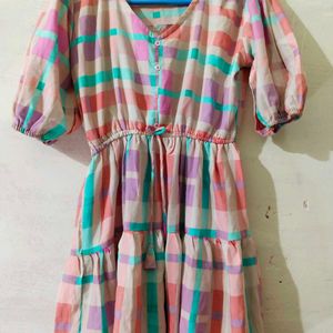Pastel Plaid Tiered Dress