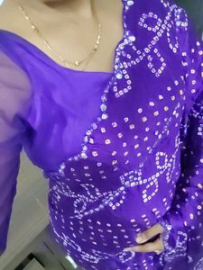 Purple Bandhani Saree
