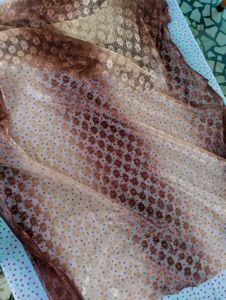 Vintage Brown &amp; Tan Lace Fabric