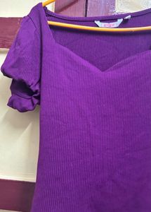 Purple Ribbed Top