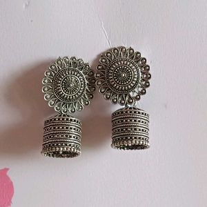 Silver Jhumka Earrings