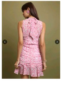 High Neck Pink Floral Mini Dress 🩷