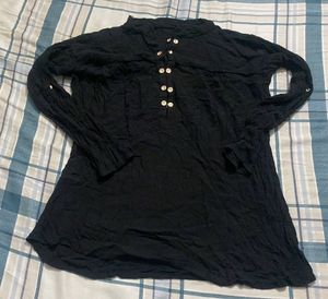 Black Button-Down Top
