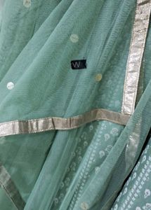 Wishful By W Light Green Flared Dress-Drape Set