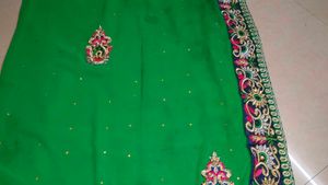 Green Embroidered Saree