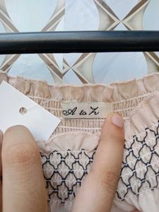 New With Tag Asthetic Korean Beige Trendy Top