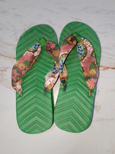 Green &amp; Floral Flip-Flops
