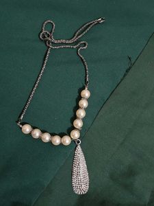 Pearl & Rhinestone Drop Necklace