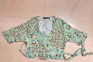 “Ginger By Lifestyle” Wraptop In MintFloral Patten