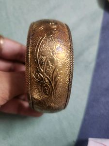 Vintage Floral Etched Brass Bangle