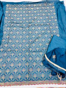 Teal Embroidered Salwar Suit Material