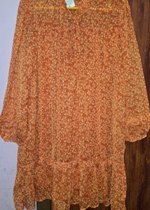 RIO Dress with Bishop Sleeves Orange🍊(M) SIZE