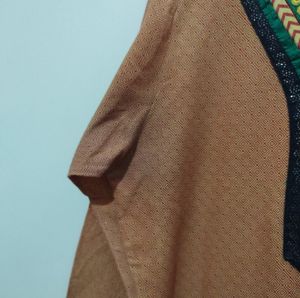 Shree yellow kurta with green and black border