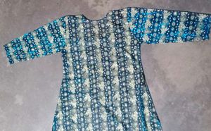 Blue Net Patterned Only Kurti