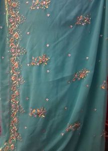 Party Wear Cyan  Saree new with blouse