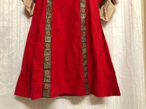 Red Long Sleeve Round Dress