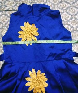 Ink Blue Color Silk Cotton Frock
