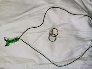 Combo Of 2 White -Golden Rings And Chain