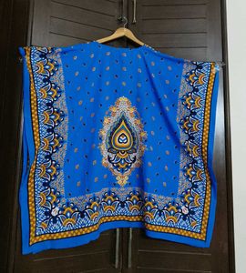 Women Blue Printed Free Style Kaftan Maxi Dress